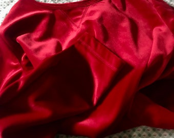 Woman's Red Velvet Tunic Blouse, size Large, Rich solid Red color, soft excellent condition *HR*