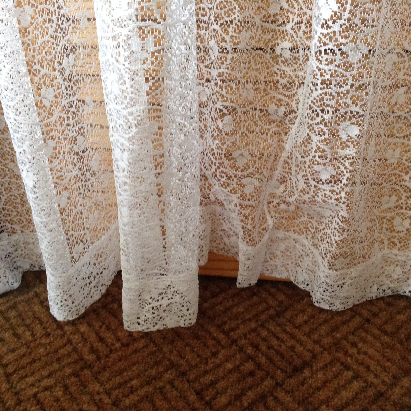 White Long Lace Curtain Panel Upcycle Crafter Use See Thru Etsy