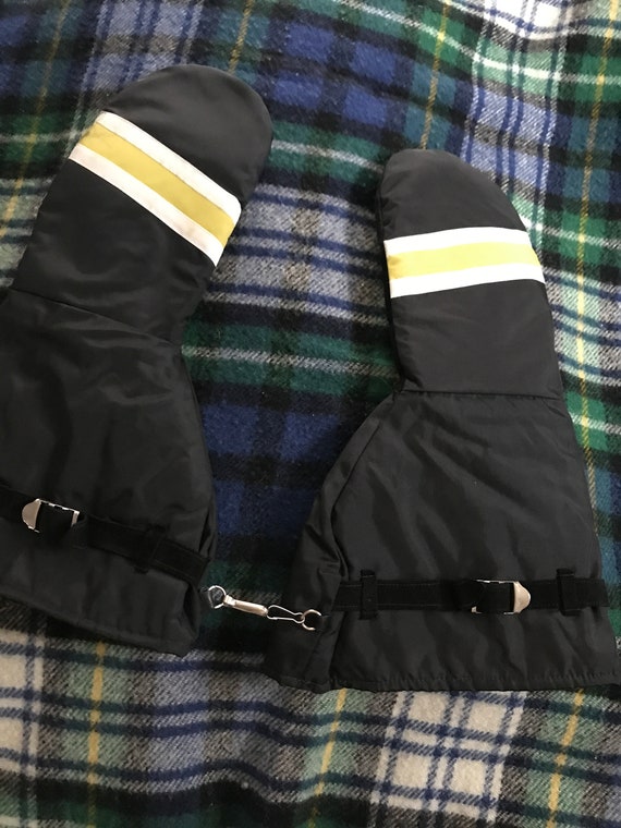 Men's Unisex Snowmobile Gloves, Large, Black, Leat