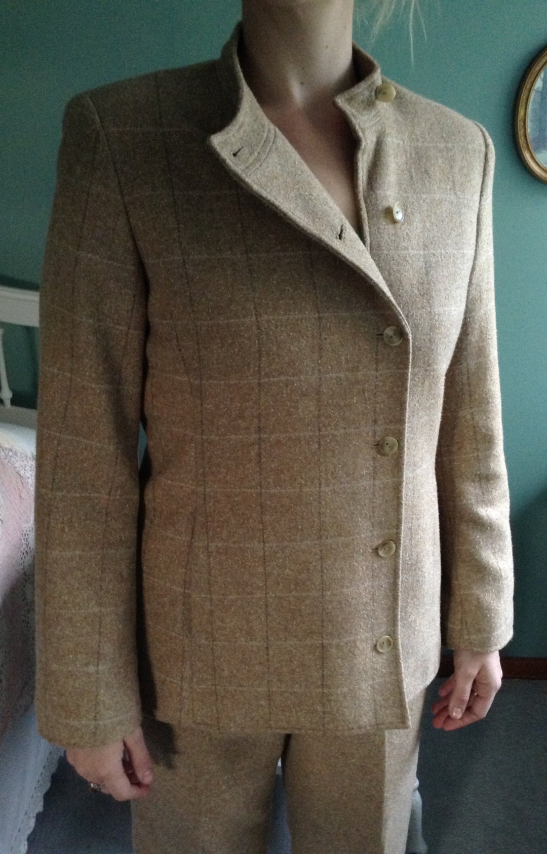 Women Wool Pant Suit Beige main image 1
