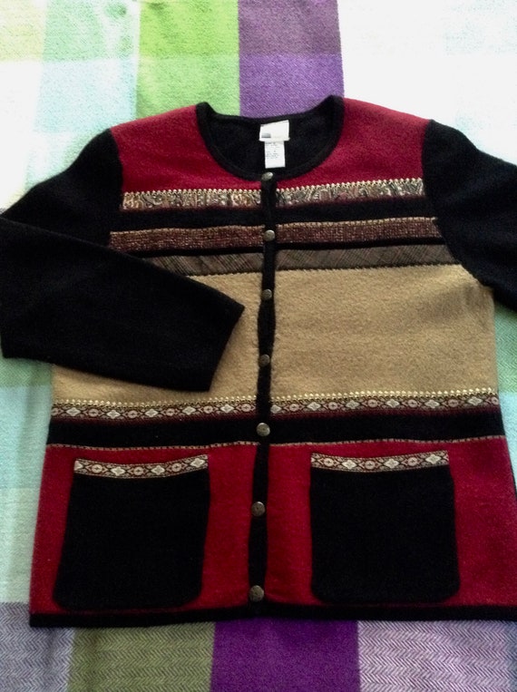 Woman's Wool Tri-Color Sweater Jacket, Koret Brand