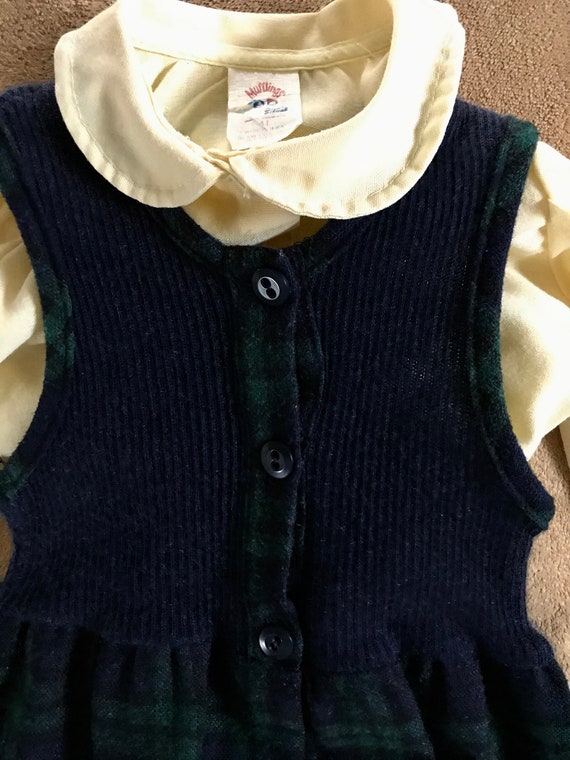 SALE: Toddler Wool Plaid Jumper Suit w/ Cotton Bl… - image 6