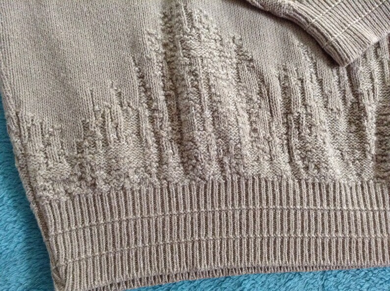 Made in the USA CottonAcrylic Large 48 chest Men/'s Pullover Knit w Ducks Applique Beige and Cream