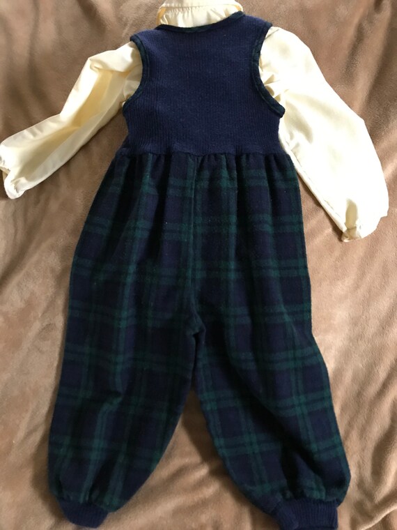 SALE: Toddler Wool Plaid Jumper Suit w/ Cotton Bl… - image 7