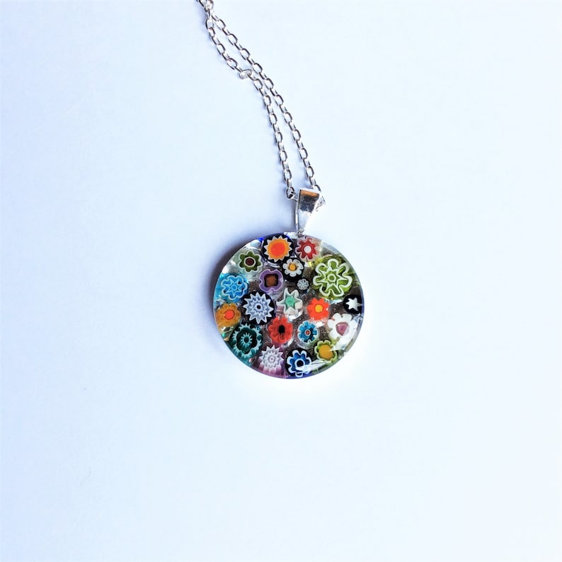 medium Multicolour Murano millefiori and resin pendant