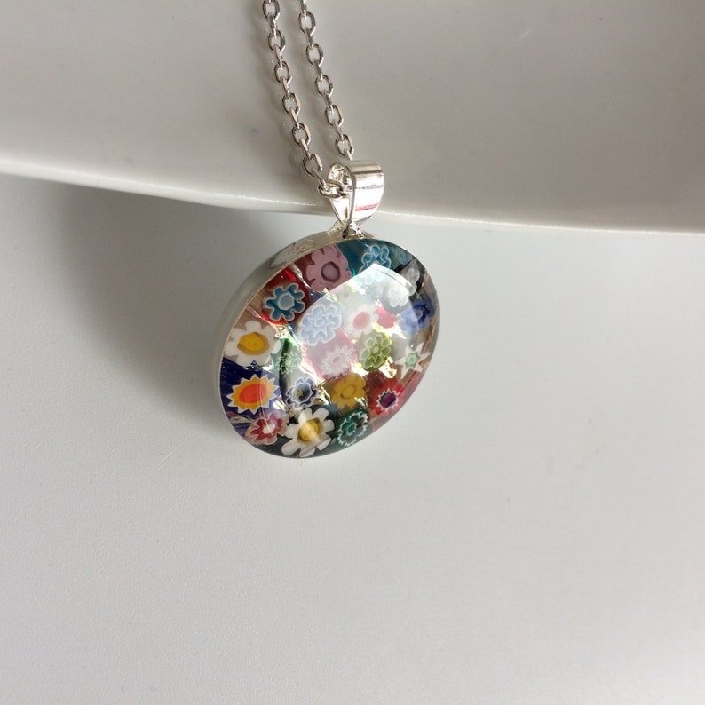 medium Multicolour Murano millefiori and resin pendant