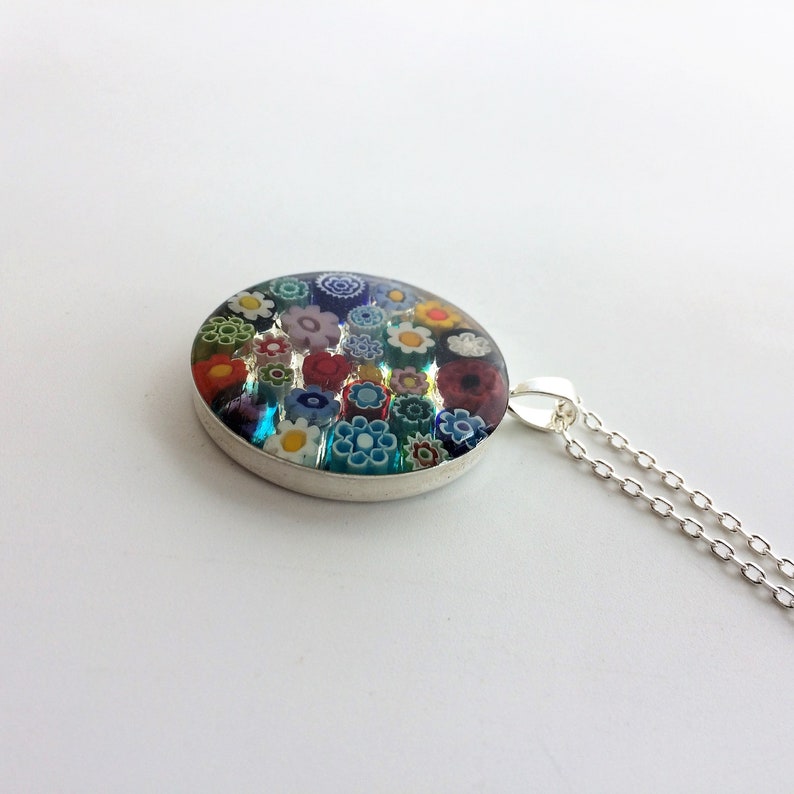 large Multicolour Murano glass millefiori pendant
