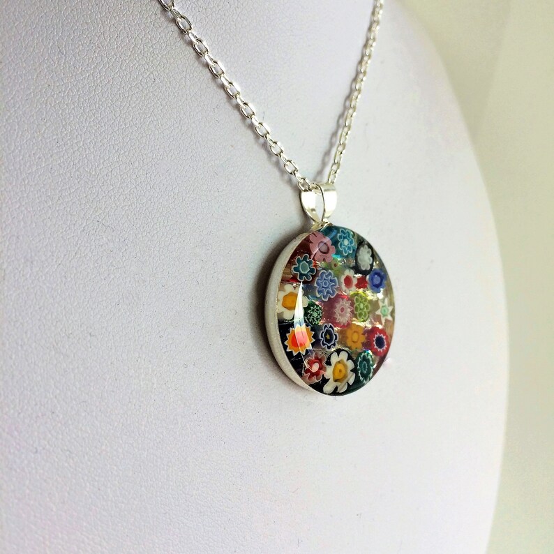 medium Multicolour Murano millefiori and resin pendant