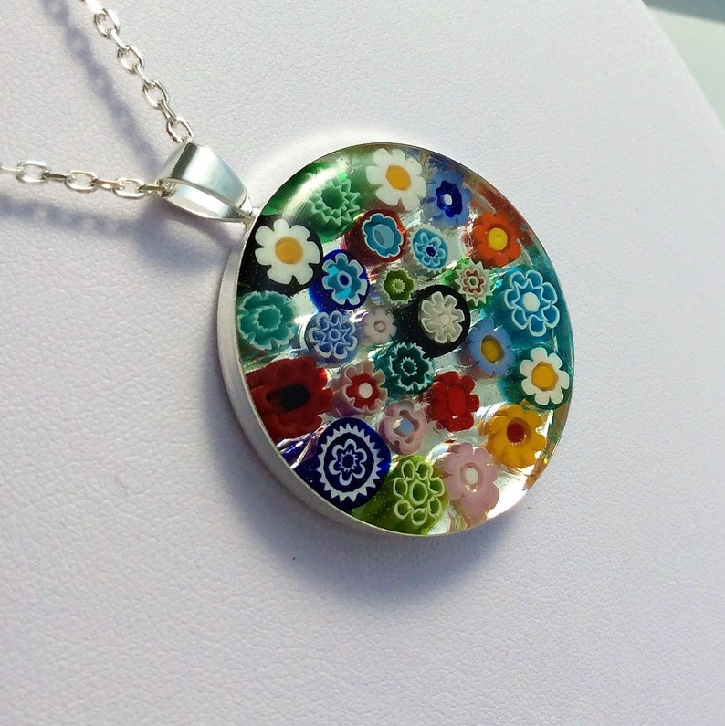 large Multicolour Murano glass millefiori pendant