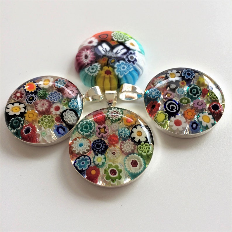 medium Multicolour Murano millefiori and resin pendant