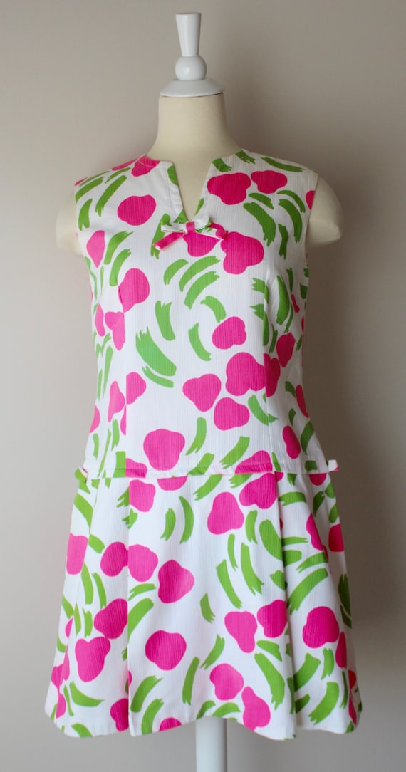 1960s Vintage Pink Flower Dress/Skort
