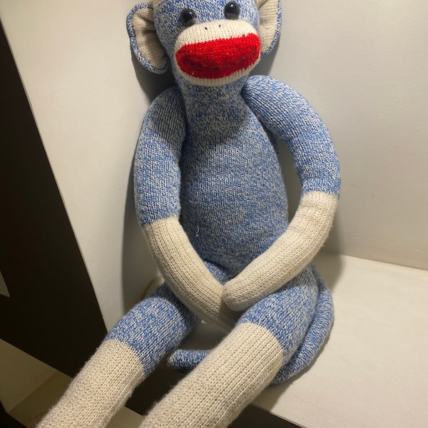 Original LARGE Sock Monkey, Rockford Red Heel socks. Vintage style, different colors available. Perfect gift for girls and boys of all ages