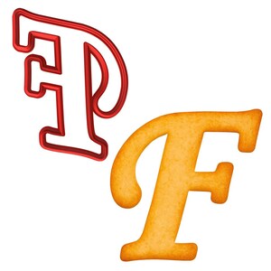 May include: Two letter "F" shapes. One is a red outline, the other is a solid orange color. The orange "F" has a textured surface. Both are isolated on a white background.