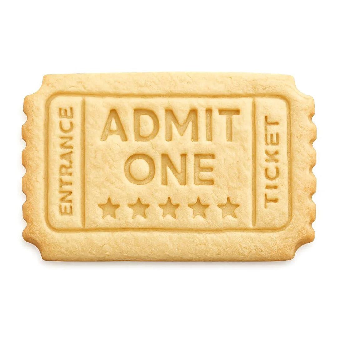 Admit One Ticket Cookie Cutter & Stamp 4x2.4" for Baking Fondant Clay ...