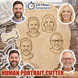 Custom Face Cookie Cutter - Get Fast Proof in 24 Hours - Personalized Portrait from Photo - Funny Baker Gift, Wedding Favor, Birthday Party