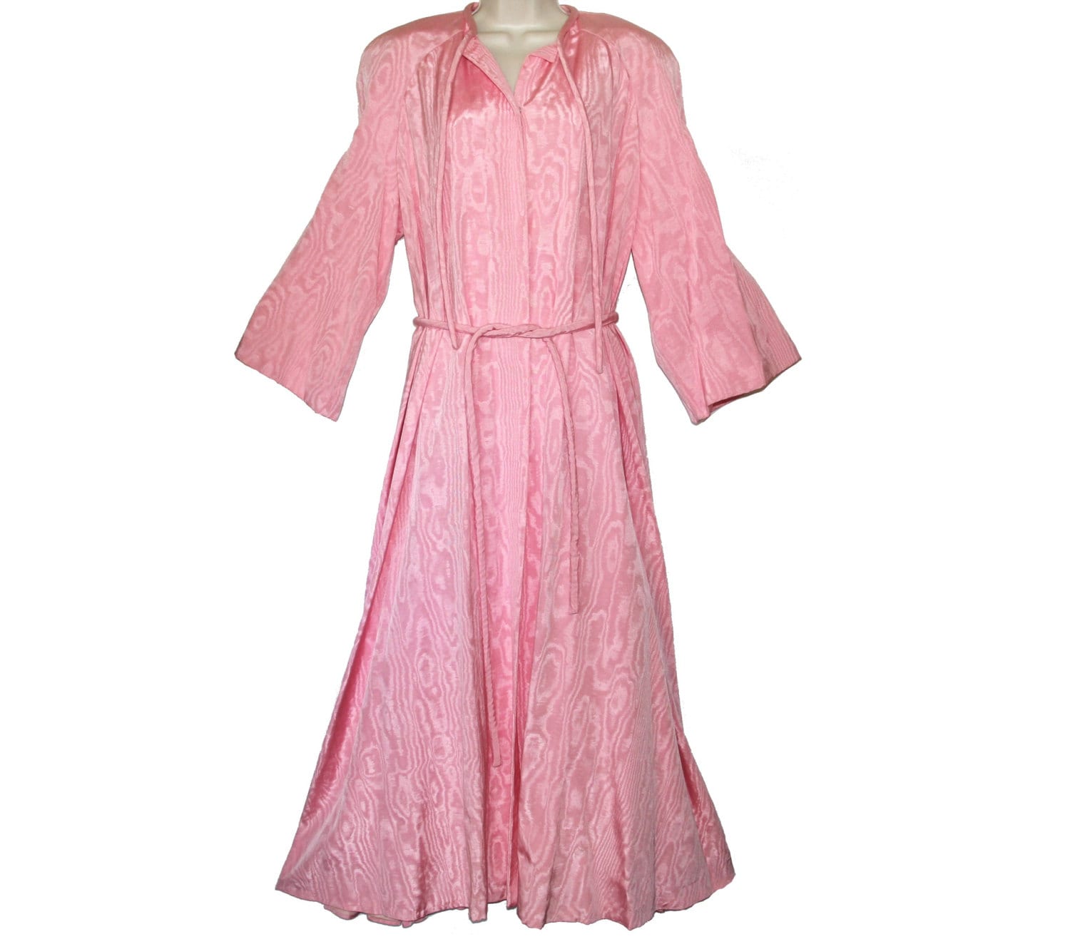 Pink Belted Robe Satin Snap Front Long Sleeve Fully Lined Sz Etsy