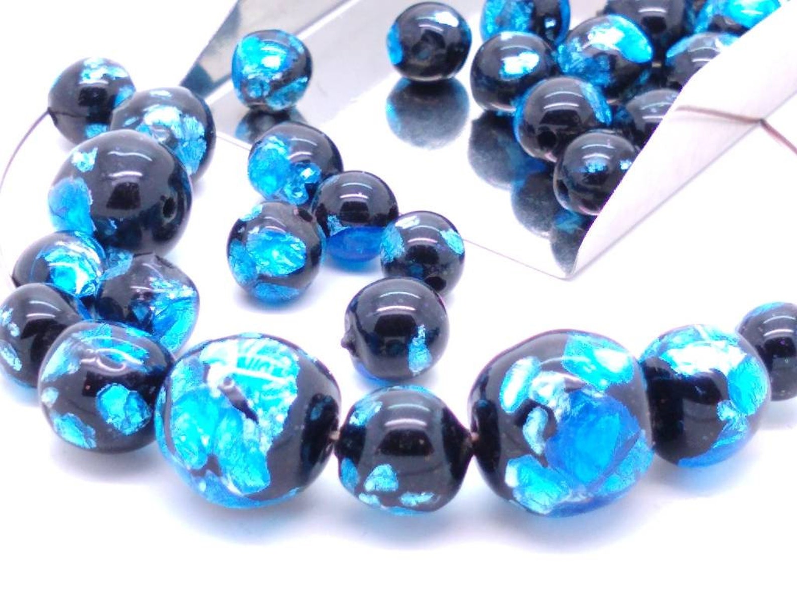 Blue Handmade Japanese Firefly Glass Beads Variety Sizes 7 mm | Etsy