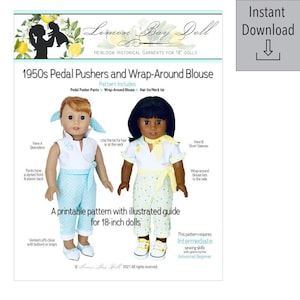 1950s Pedal Pushers and Wrap-Around Blouse Pattern for 18&quot; dolls such as American Girl