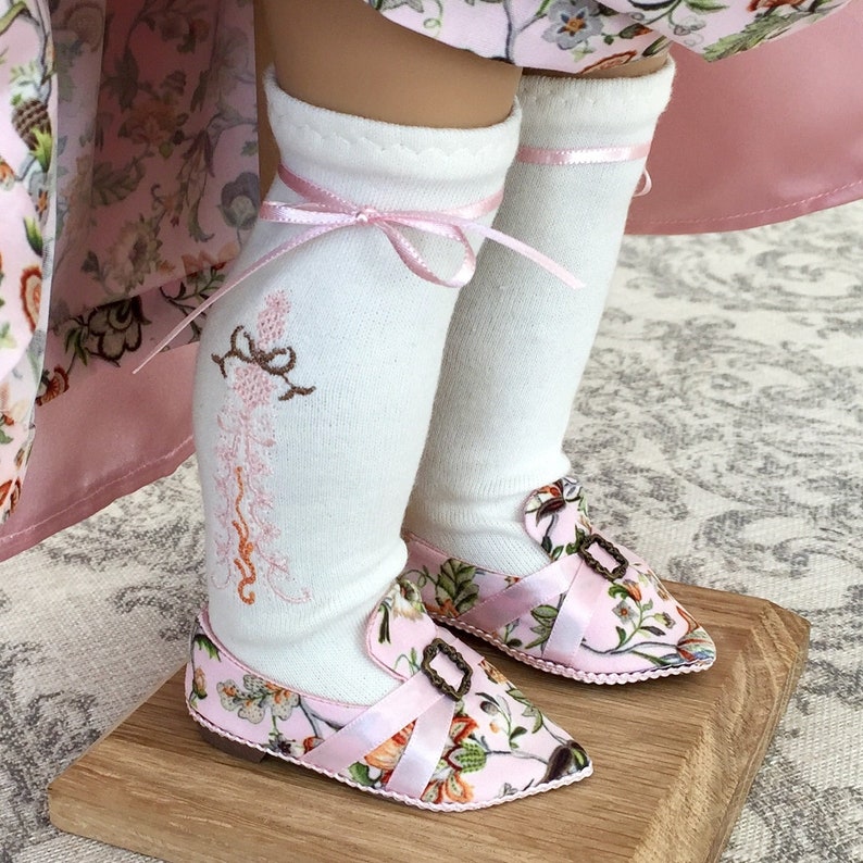 Clocked Embroidered Stockings for American Girl or other 18 dolls image 1