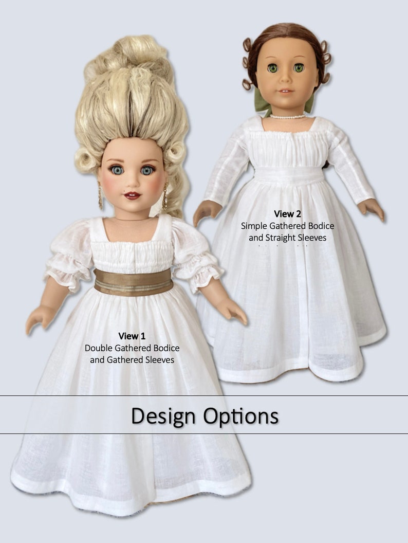 PATTERN BUNDLE 1780s Chemise à la Reine Pattern & 1780s Cap and Split Rump for 18 Dolls, Includes Instructions and Printable Patterns image 4