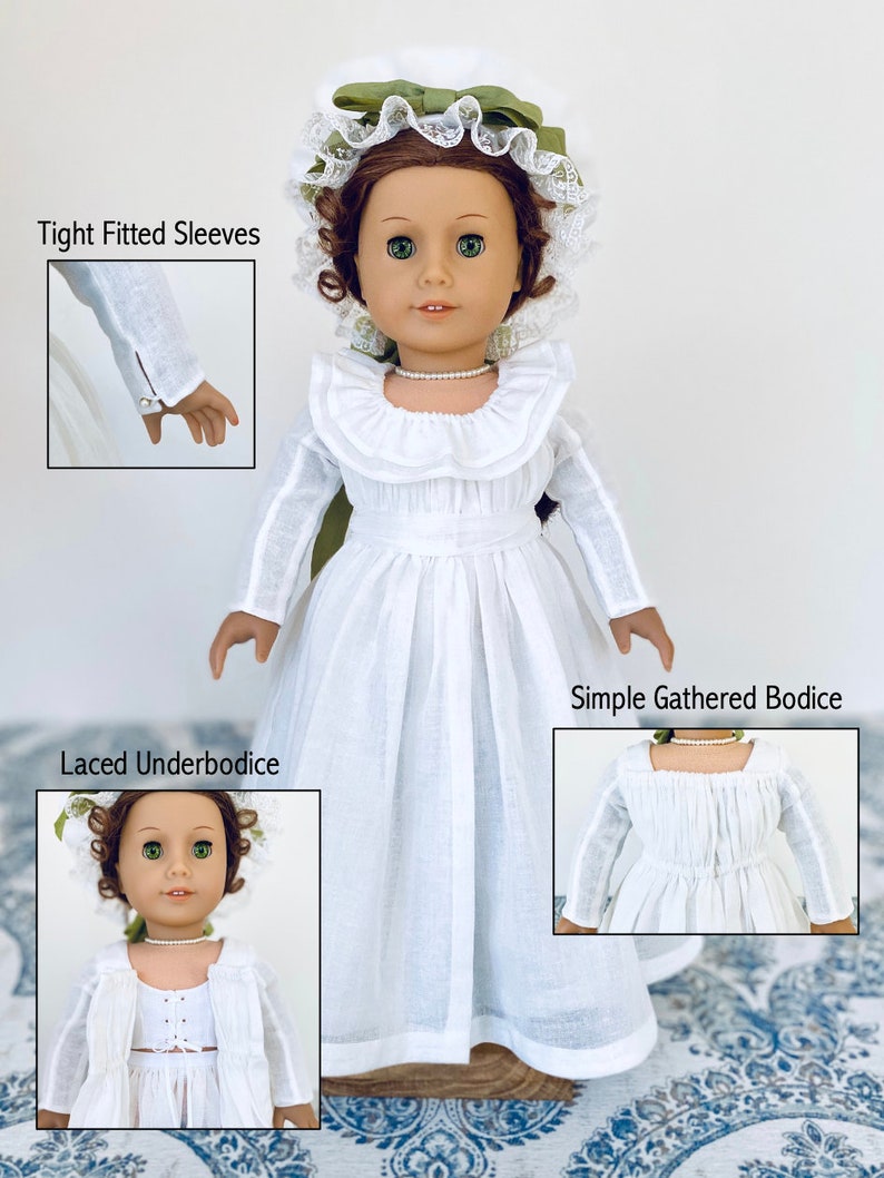 PATTERN 1780s Chemise à la Reine Pattern for 18 Dolls, Includes Instructions and Printable Pattern for Gown, Petticoat, and Neck Ruffle image 6