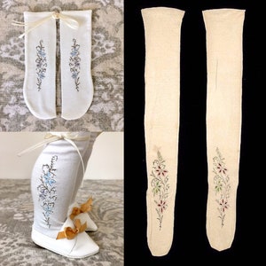 Clocked Embroidered Stockings for American Girl or other 18 dolls 1800s D
