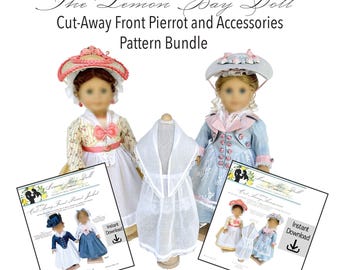 PATRÓN DE 1780: Chaqueta con abertura frontal y accesorios para muñecas de 45 cm (descarga digital en PDF)