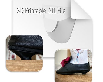 A 3-D printing file for Doll Shoe Heel for 18 inch doll shoes such as those made for 18 inch dolls.  Note: This is NOT a PHYSICAL ITEM.