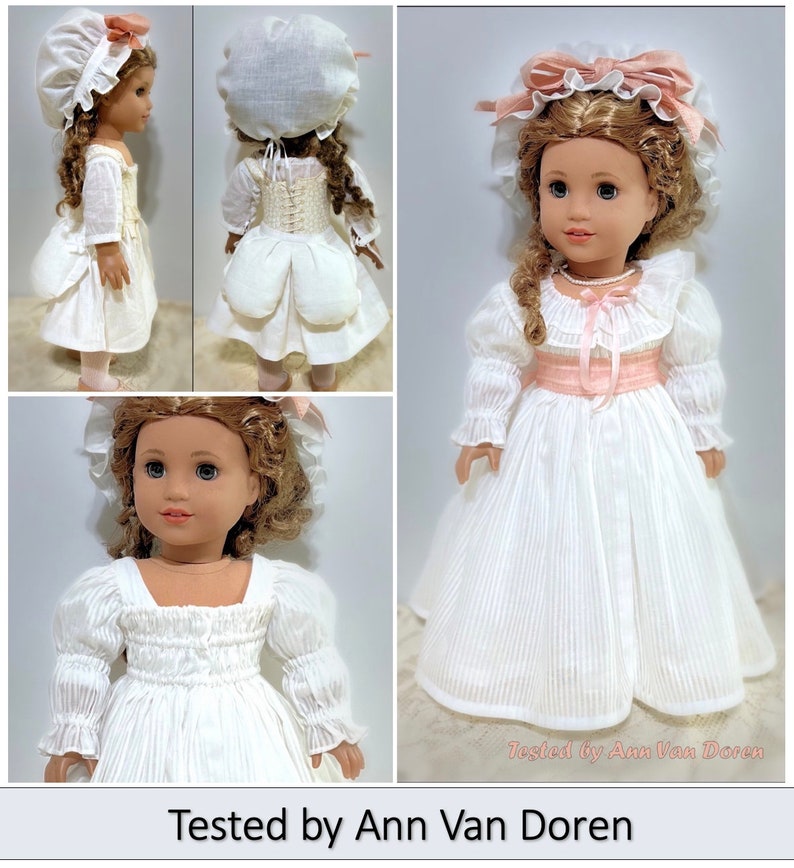 PATTERN BUNDLE 1780s Chemise à la Reine Pattern & 1780s Cap and Split Rump for 18 Dolls, Includes Instructions and Printable Patterns image 7