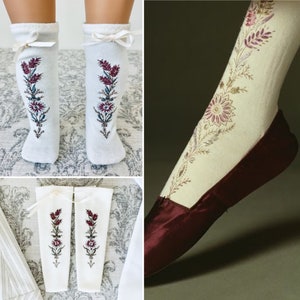 Clocked Embroidered Stockings for American Girl or other 18 dolls 1800s C