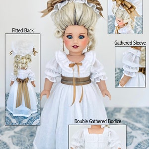 PATTERN BUNDLE 1780s Chemise à la Reine Pattern & 1780s Cap and Split Rump for 18 Dolls, Includes Instructions and Printable Patterns image 5