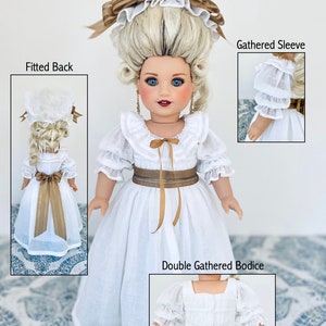 PATTERN 1780s Chemise à la Reine Pattern for 18 Dolls, Includes Instructions and Printable Pattern for Gown, Petticoat, and Neck Ruffle image 5