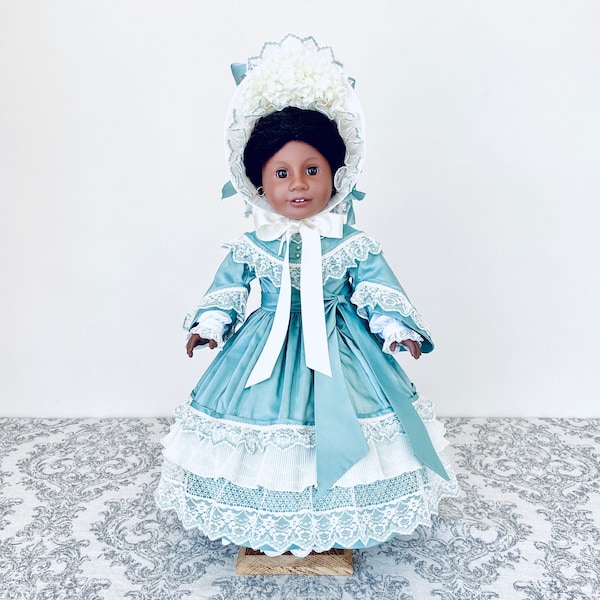 The "Mary Ellen Pleasant, A Lady of Distinction" Collection, an 1860s Day Dress ensemble inspired by Mary Ellen Pleasant, for AG 18" dolls