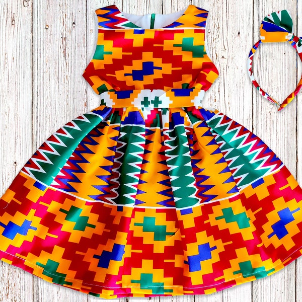 Girl's African Print Dress, Ankara Special Occasion Dress, Wax Print Flower Girl Gown