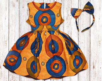 Girl's African Print Dress, Ankara Special Occasion Dress, Wax Print Flower Girl Gown