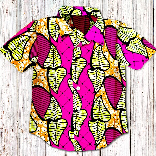Boys African Printed Shirt Princeton Orange
