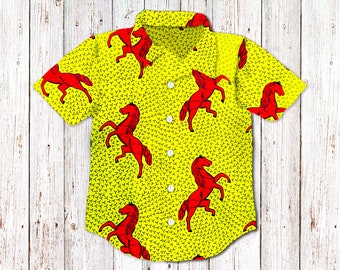 Boy's African Print Shirt, Little Boys Ankara Short Sleeved Shirt