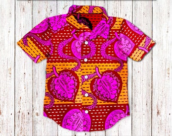 Boy's African Print Shirt, Little Boys Ankara Short Sleeved 100% Cotton Shirt