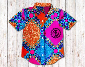 Boy's African Print Shirt, Little Boys Ankara Short Sleeved 100% Cotton Shirt