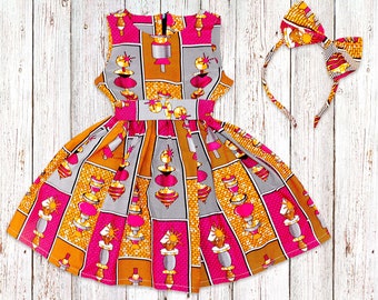 Girl's African Print Dress, Ankara Special Occasion Dress, Wax Print Flower Girl Gown