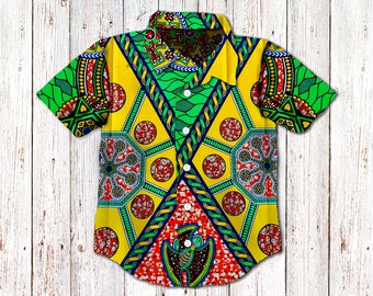 Boy's African Print Shirt, Little Boys Ankara Short Sleeved 100% Cotton Shirt