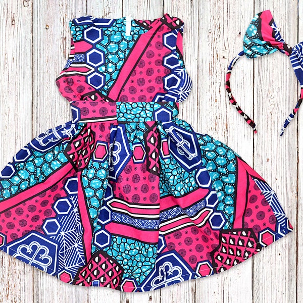 Girl's African Print Dress, Ankara Special Occasion Dress, Wax Print Flower Girl Gown