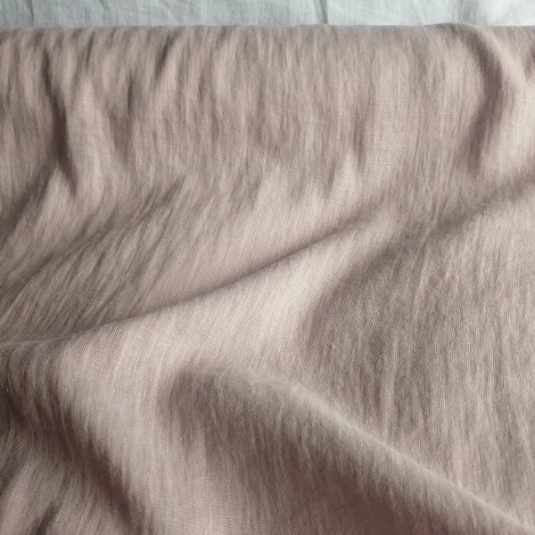 Dusty/Smokey pink softened pure linen fabric flax medium weight natural