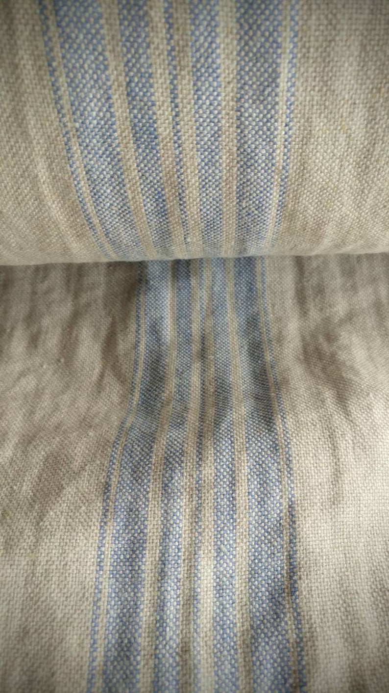 UK Store Upholstery Linen Fabric Undyed Stripy Poppy Print Etsy UK