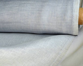 Frost blue. NOT softened very pale bluish grey 100% linen fabric