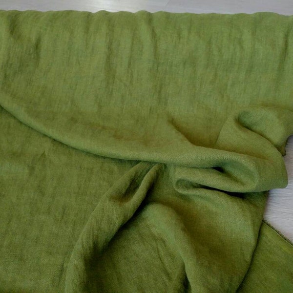 Moss green Back in stock at the end of September! Pure washed softened linen fabric UK store