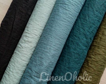 UK Store 100% pure linen fabric Softened 5 different colours peacock, teal