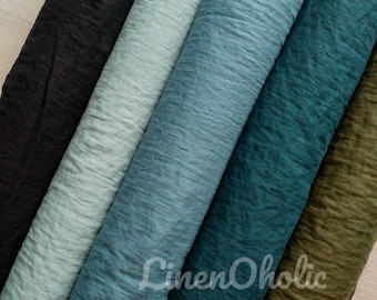 Loja no Reino Unido Tecido 100% linho puro Amaciado 5 cores diferentes pavão, azul-petróleo