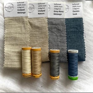 Undyed natur soft linen fabric 210gsm medium weight UK store Natur flax image 1