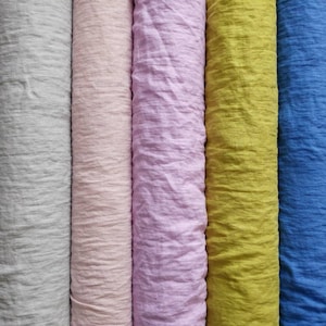UK store 100% pure linen fabric Softened 7 different colours